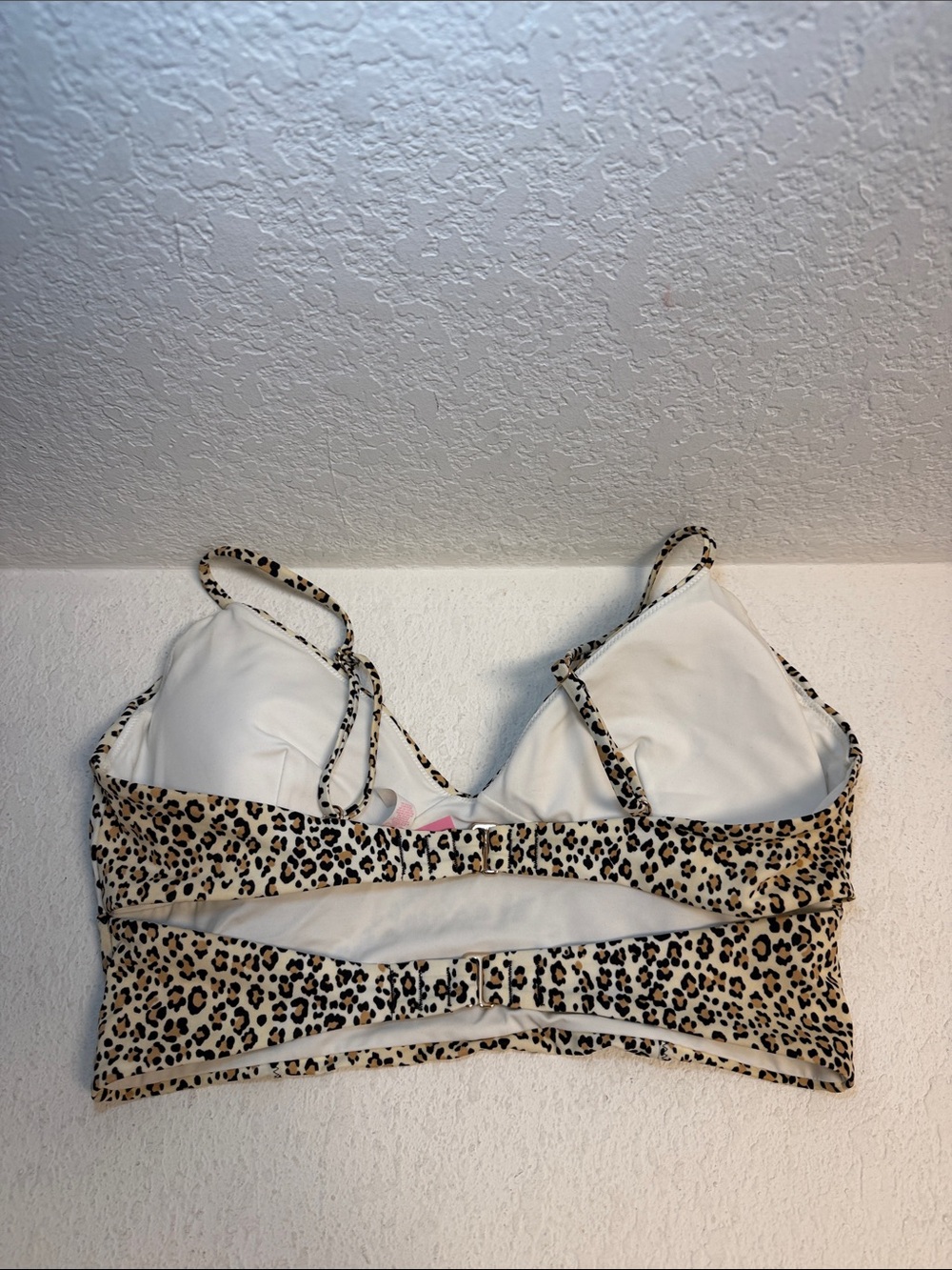 Victoria's Secret Leopard Longline Print Bikini Top - Cream & Black LG
